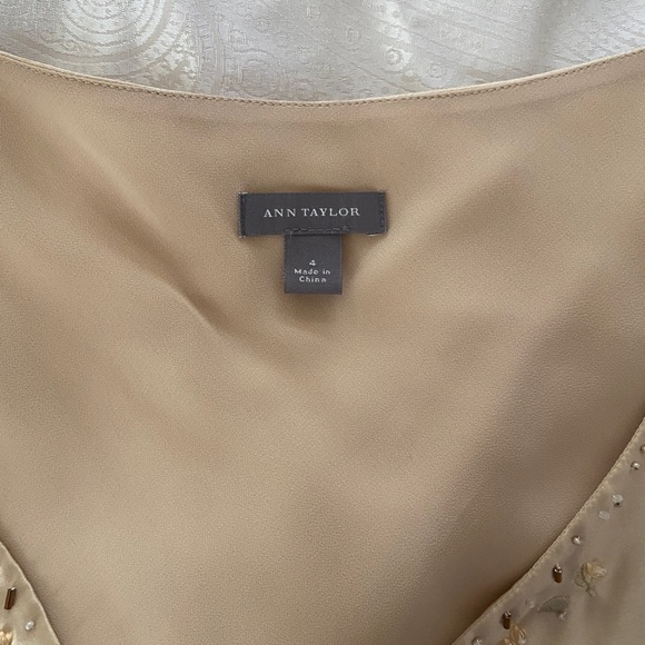 Ann Taylor Gold Silk Beaded Sleeveless Blouse - Picture 7 of 10